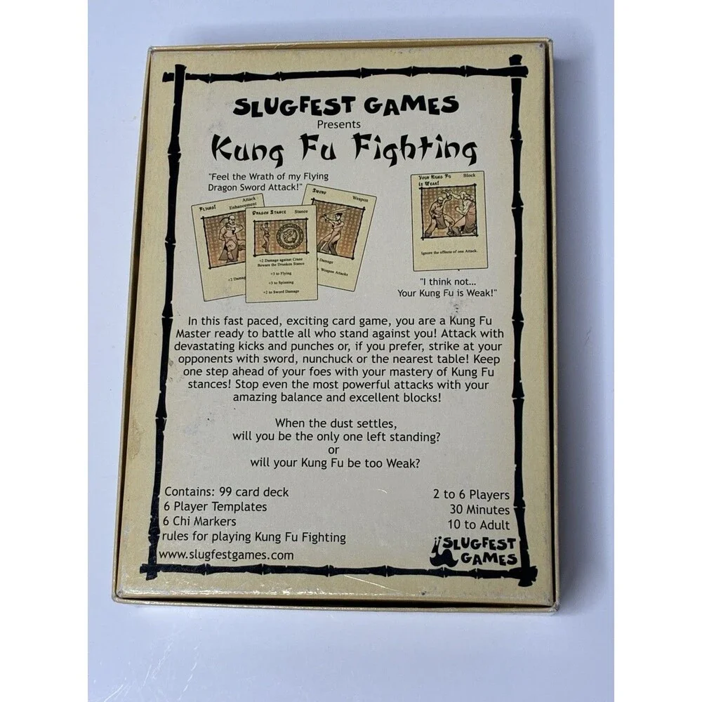 Kung Fu Fighting Card Board Game Complete Slugfest Games Vintage